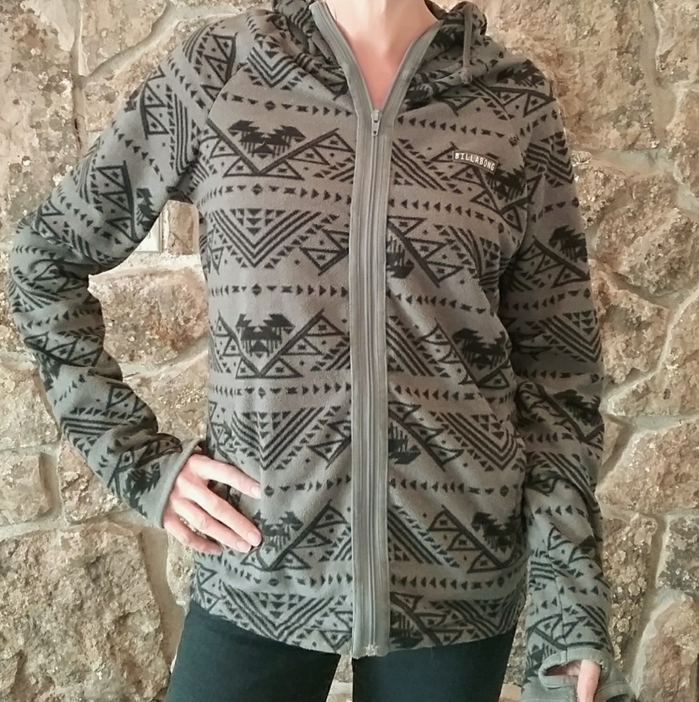Fuzzy black and grey jacket/sweatshirt